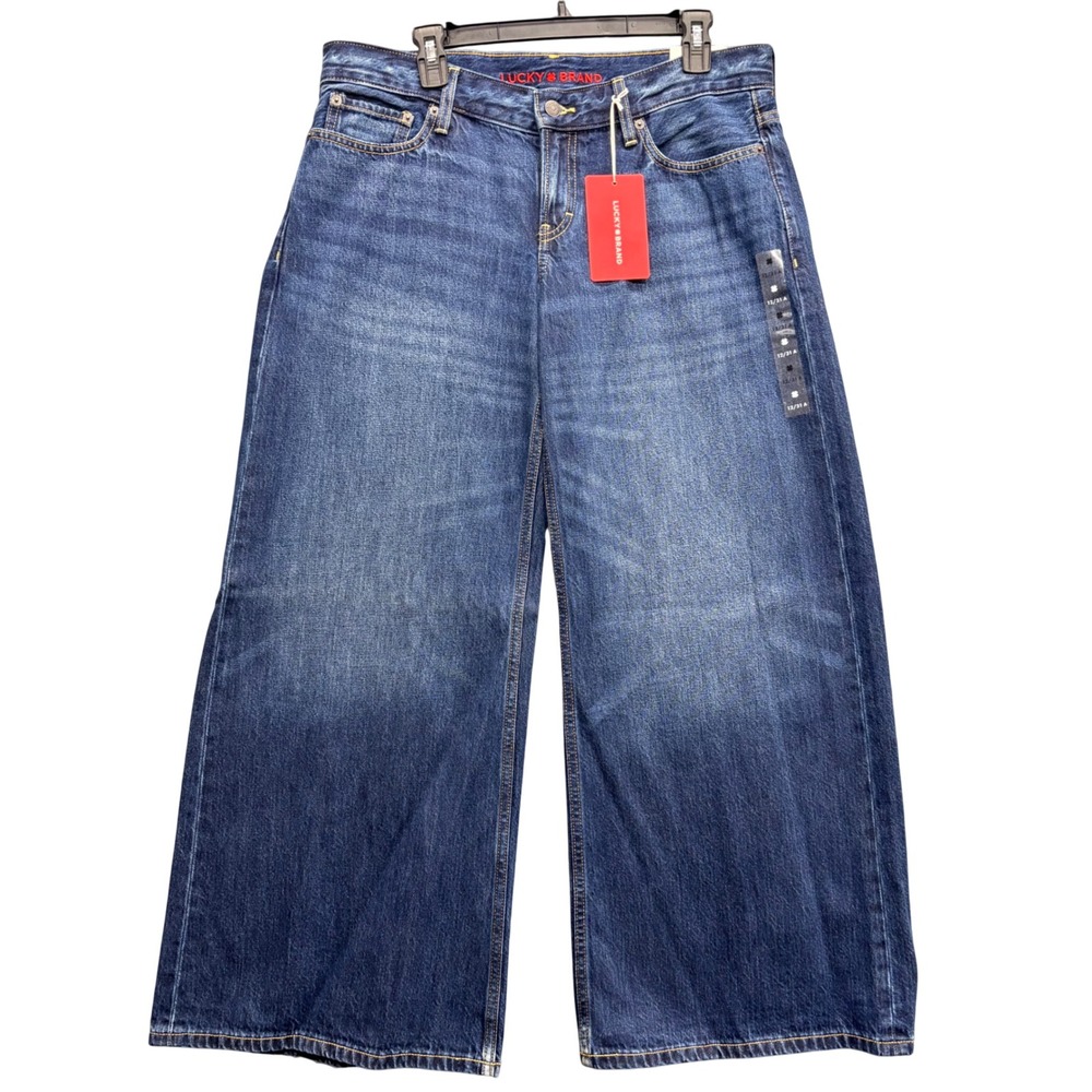 Lucky Brand Super Low Rise Ultra Wide Leg Jeans Blue Baggy Womens 12/31 NWT